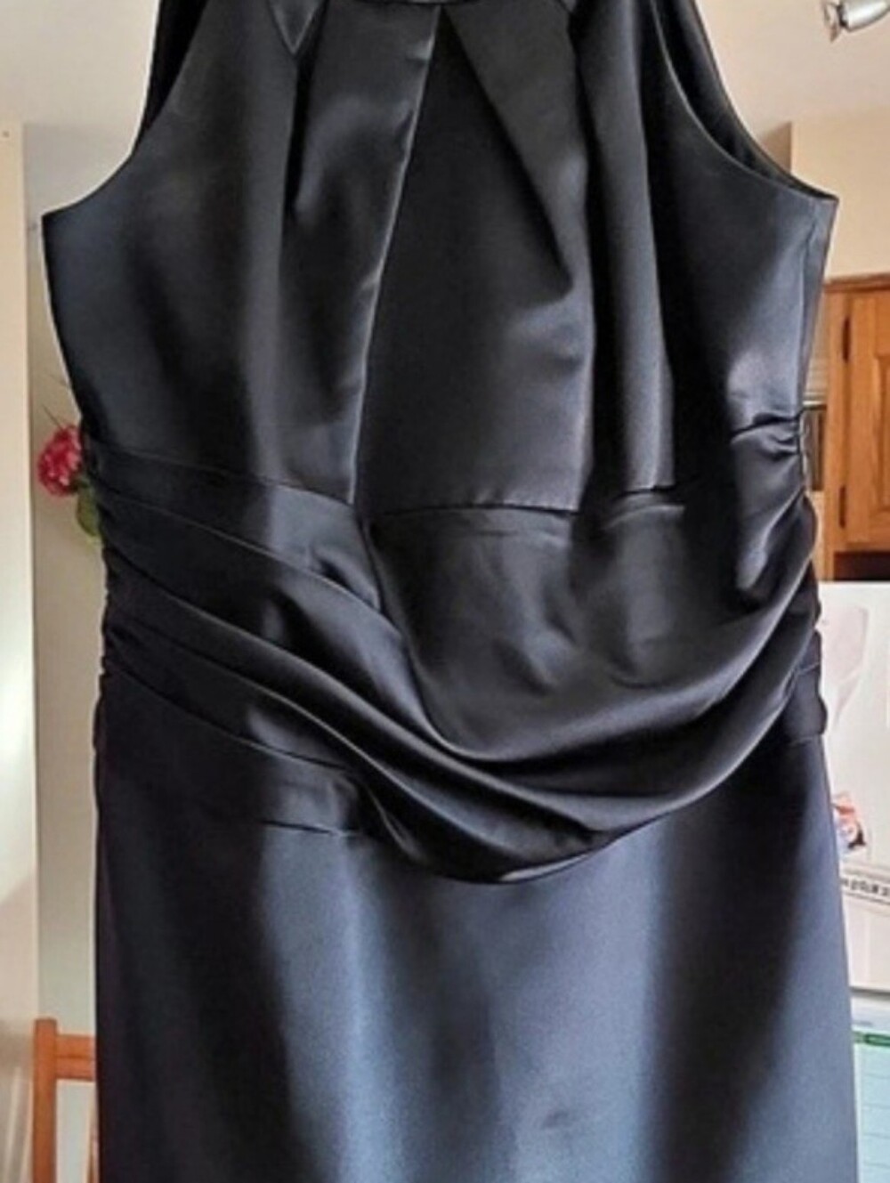 David's Bridal Satin Halter Cocktail Dress Black Mini Dress Size 18